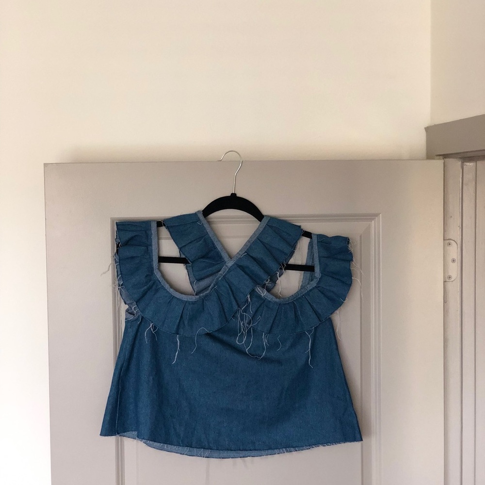 Asos denim vintage off the shoulder top